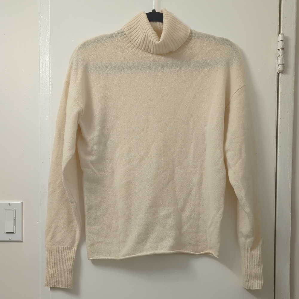 Reformation Jeans Cream Cashmere Turtleneck Sweater Size XS